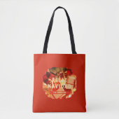 Red Gold Familienname Vintag Spanisch Feliz Navida Tasche (Vorderseite)