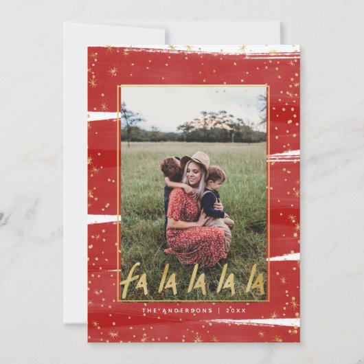 Red & Gold Fan La La La La Snowy Weihnachten (Vorderseite)