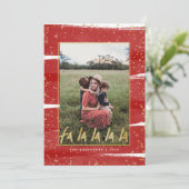 Red & Gold Fan La La La La Snowy Weihnachten (Stehend Vorderseite)