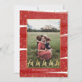 Red & Gold Fan La La La La Snowy Weihnachten