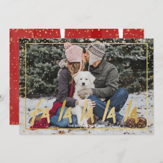 Red & Gold Fan La La La La Snowy Weihnachten (Vorne/Hinten)