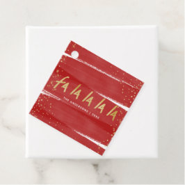 Red & Gold Fan La La La La Snowy Weihnachtsfeierta Geschenkanhänger