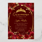 Red Gold faszinierende Blütenschmetterling Quincea Folieneinladung (Vorderseite)