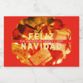 Red Gold Feliz Navidad Custom Elegant Christmas Lebensmitteletikett (Einzelnes Label)