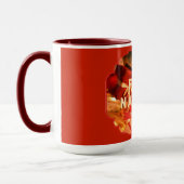 Red Gold Feliz Navidad Script Moderne Weihnachten Tasse (Links)