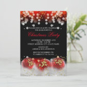 Red Gold Festivals Baubles Weihnachtsfeier Einladung (Stehend Vorderseite)