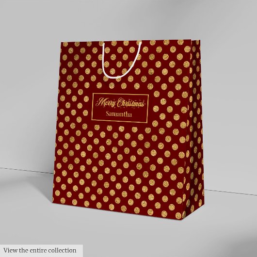 Red Gold Festive Christmas Paper Gift Bag Custom Mittlere Geschenktüte