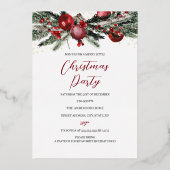 Red Gold Festive Folies Weihnachtsfest Party Folieneinladung (Vorderseite)