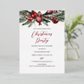 Red Gold Festive Folies Weihnachtsfest Party Folieneinladung (Stehend vorne)