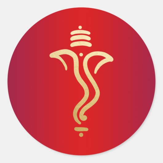 Red Gold Festive Ganesh/Indischer Gott Runder Aufkleber (Vorderseite)