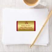 Red, Gold Floral Address Label Adressaufkleber (Insitu)