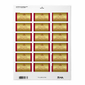 Red, Gold Floral Address Label Adressaufkleber (Vorne)