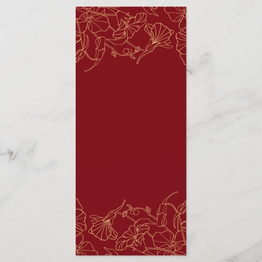 Red Gold Floral Birthday Programm (Rückseite)