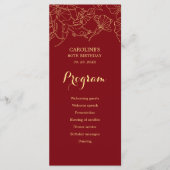 Red Gold Floral Birthday Programm (Vorderseite)
