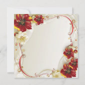 Red Gold Floral Charra Quinceanera Einladung (Rückseite)