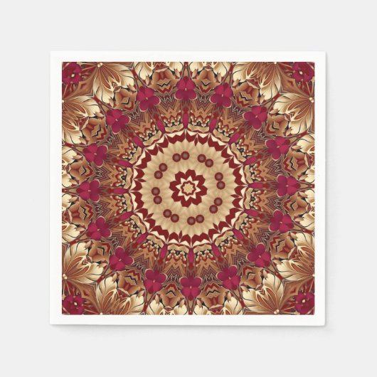 Red Gold Floral Holiday Napkin Serviette (Vorderseite)