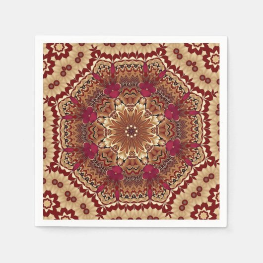 Red Gold Floral Holiday Napkin Serviette (Vorderseite)