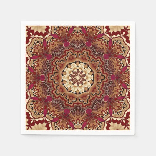 Red Gold Floral Holiday Napkin Serviette (Vorderseite)