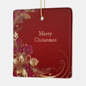 Red Gold Floral Holiday Ornament (Links)
