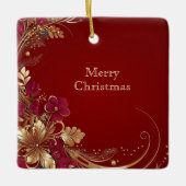 Red Gold Floral Holiday Ornament (Vorderseite)