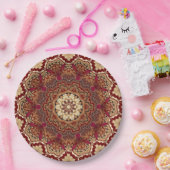 Red Gold Floral Holiday Paper Plate Pappteller (Party)