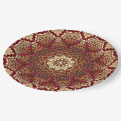 Red Gold Floral Holiday Paper Plate Pappteller (Schrägansicht)