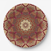 Red Gold Floral Holiday Paper Plate Pappteller (Vorderseite)