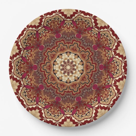 Red Gold Floral Holiday Paper Plate Pappteller (Vorderseite)