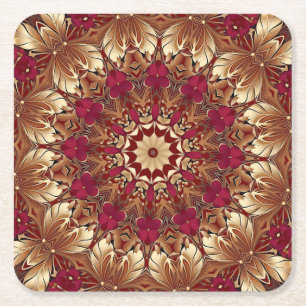 Red Gold Floral Holiday Paper Untersetzer