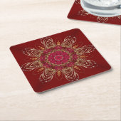 Red Gold Floral Holiday Paper Untersetzer (angewinkelt)