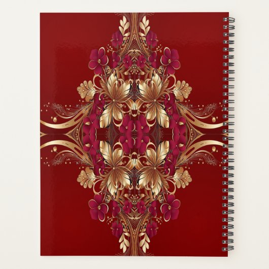 Red Gold Floral Holiday Planer (Rückseite)