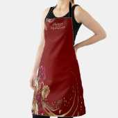 Red Gold Floral Holiday Schürze (InSitu)