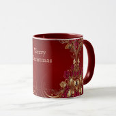 Red Gold Floral Holiday Tasse (VorderseiteRechts)