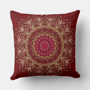 Red Gold Floral Holiday Throw Kissen