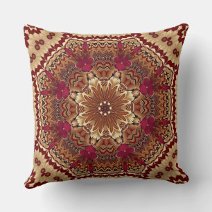 Red Gold Floral Holiday Throw Kissen