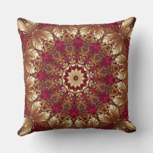 Red Gold Floral Holiday Throw Kissen