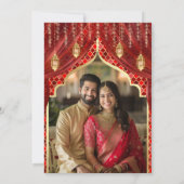 Red Gold Floral Indian Hindu Foto Wedding Einladung (Rückseite)