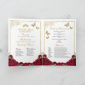 Red & Gold Floral Quinceanera Tiara Butterfliegen Programm (Innenseite)