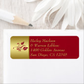 Red, Gold Floral Return Address Label (Insitu)
