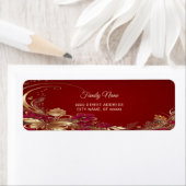 Red Gold Floral Return Address Label (Insitu)