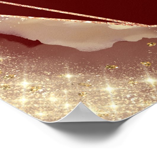 Red Gold Floral Rosen Quinceanera Sign Willkommen Poster (Ecke)