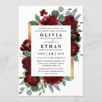 Red Gold Floral Rustic Elegante Engagement Party