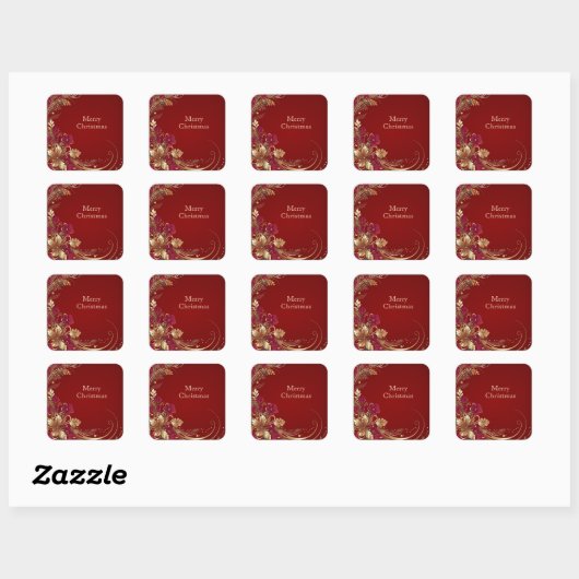 Red Gold Floral Sticker (Blatt)