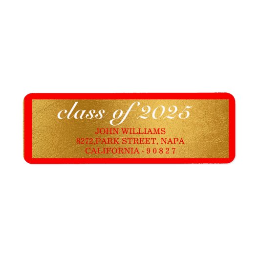 Red & Gold Foil Class of 2024 Abschluss Address (Vorne)