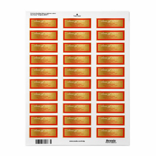 Red & Gold Foil Class of 2024 Abschluss Address (Vorne)