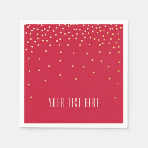 Red & Gold Foil Confetti Dot Holiday Party Neapel Serviette