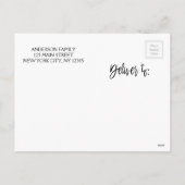 Red - Gold Foil Leaf Frohe Weihnachtsfamilie Foto Feiertagspostkarte (Rückseite)