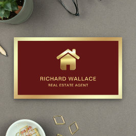 Red Gold Foil Zuhause Logo Real Anwesen Agent Visitenkarte