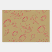Red & Gold Football Leopard Print Game Day Pattern Geschenkpapier Set (Vorderseite 2)