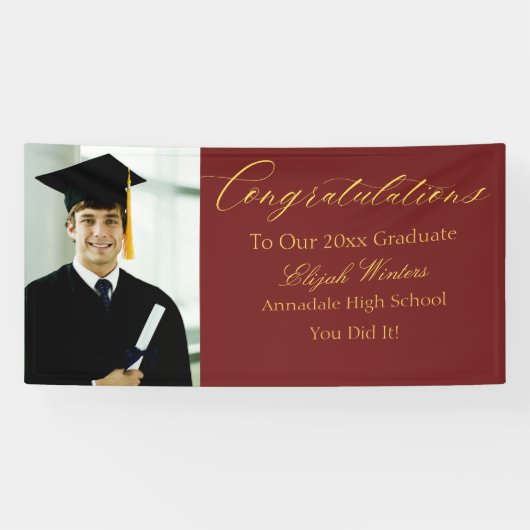 Red Gold Foto High School/Uni Graduate Banner (Horizontal)